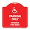 Signmission W/ Modified Isa Icon Parking Minimum Fine $250, Red & White Aluminum Sign, 18" x 18", RW-1818-22700 A-DES-RW-1818-22700 - alternate 1